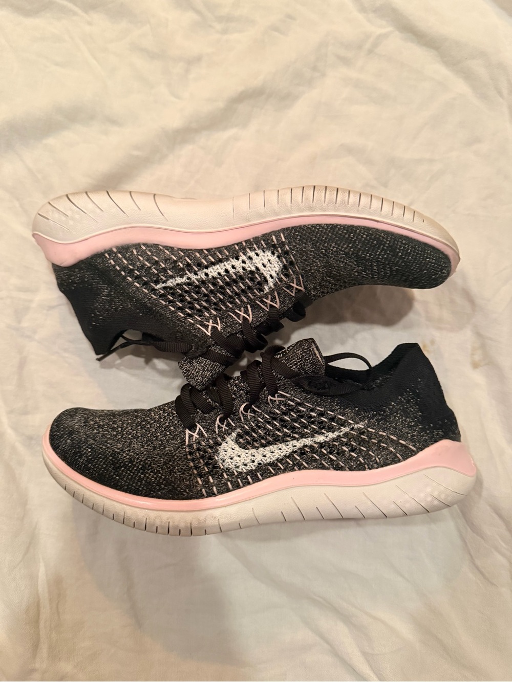 Nike Women’s Flyknit Running Sneakers - Black & Pink - Picture 3 of 8